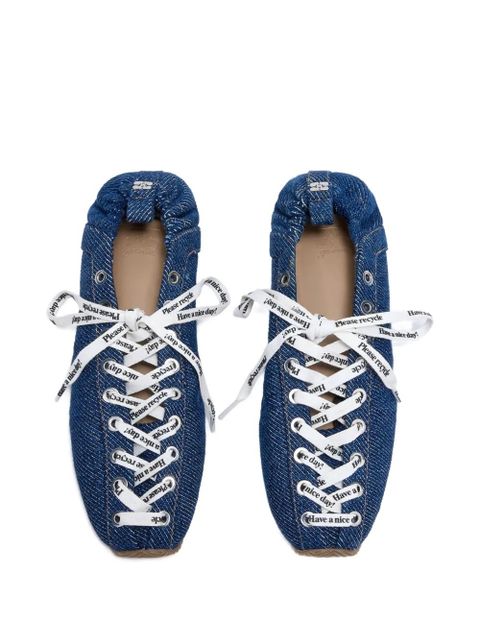 GANNI lace-up ballet flats - Blue