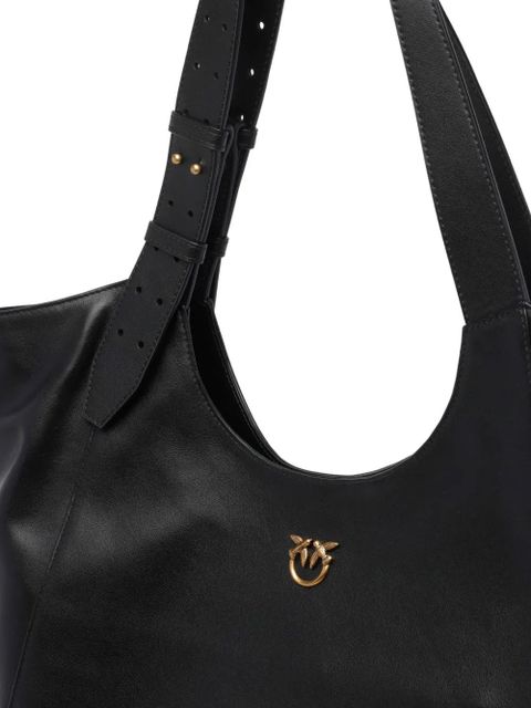PINKO logo-detail leather shoulder bag - Black