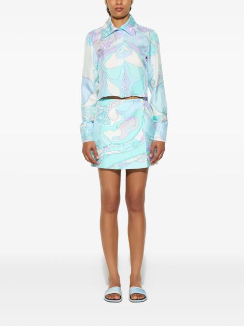 PUCCI orchidee-print silk shirt - Blue