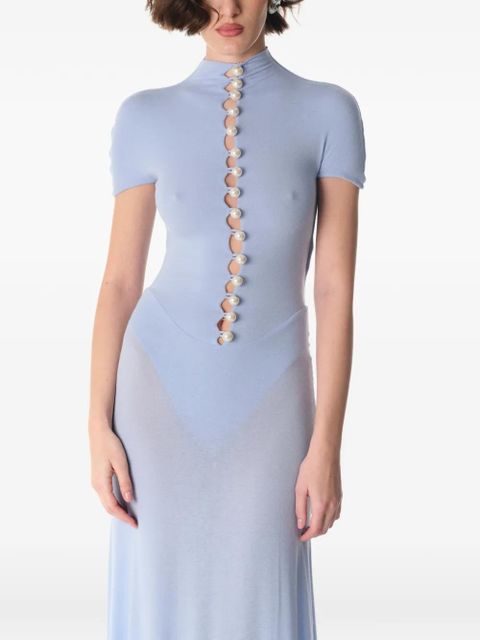 MANURÍ pearl-embellished maxi dress - Blue