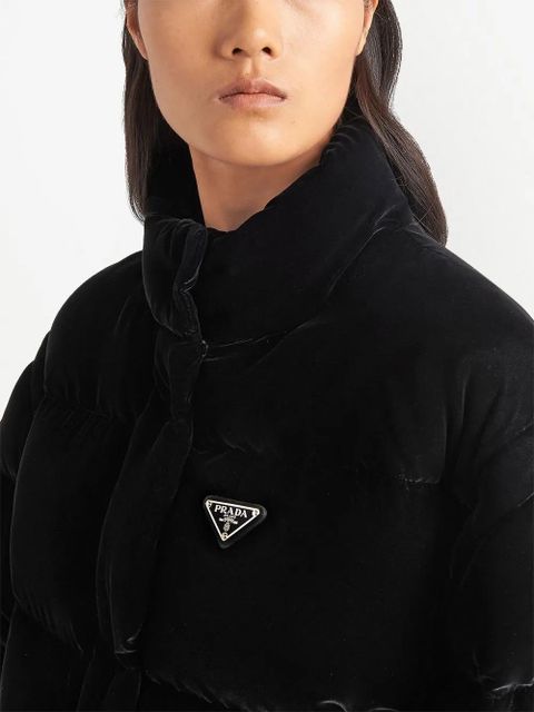 Prada convertible velvet down jacket - Black