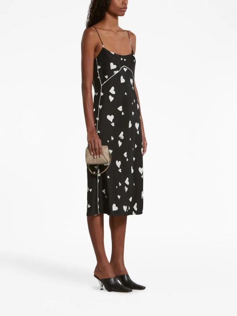 Marni Bunch of Hearts silk slip dress - Black