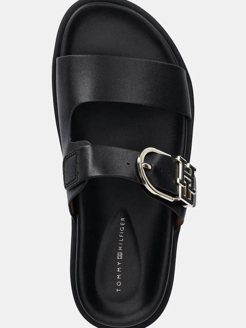 Tommy Hilfiger klapki skórzane LEATHER SPORTY MULE damskie kolor czarny FW0FW08512