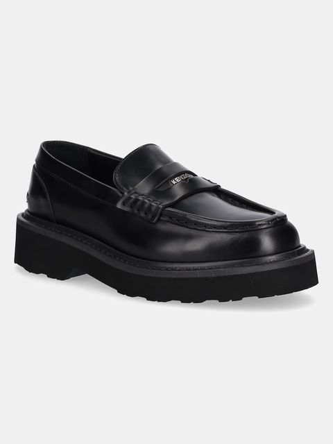 Kenzo mokasyny skórzane Loafer damskie kolor czarny na płaskim obcasie FF52LO110L52.99 - zdjęcie produktu nr 1