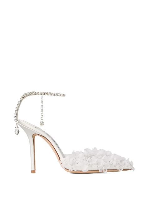 Jimmy Choo Saeda crystal-strap floral pumps - White - zdjęcie produktu nr 1