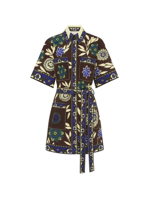 ALEMAIS Jasper floral-print belted mini dress - Brown - zdjęcie produktu nr 1