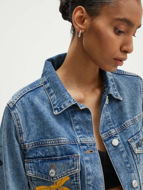 Moschino Jeans kurtka jeansowa damska kolor niebieski przejściowa 0501.8221 - zdjęcie produktu nr 2