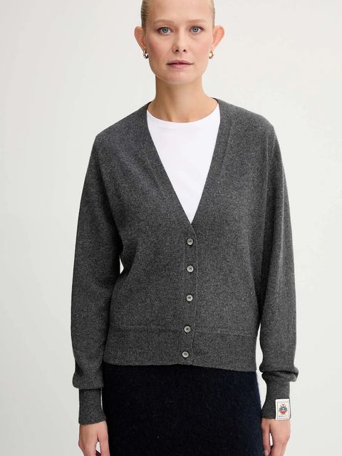 Bally kardigan kaszmirowy damski kolor szary lekki WKN0B8