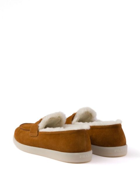 Prada Suede and shearling loafers - Brown