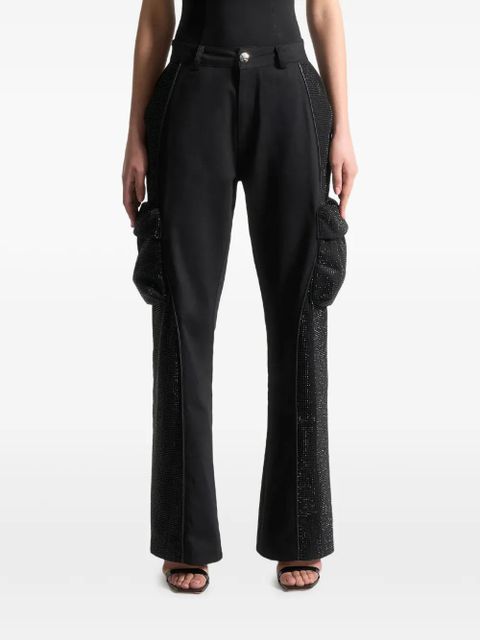 Manière De Voir rhinestone cargo trousers - Black
