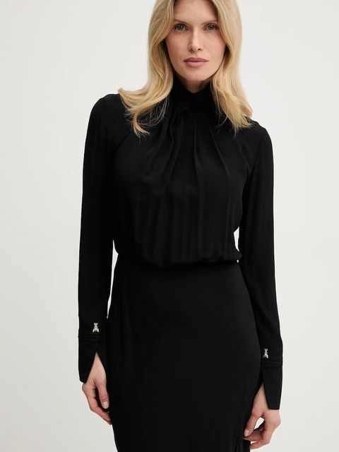 Patrizia Pepe sukienka wiskozowa kolor czarny midi prosta 8A1623 A8I1