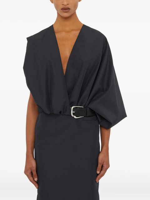 Christopher Esber belted swaddled taffeta midi dress - Grey - zdjęcie produktu nr 2