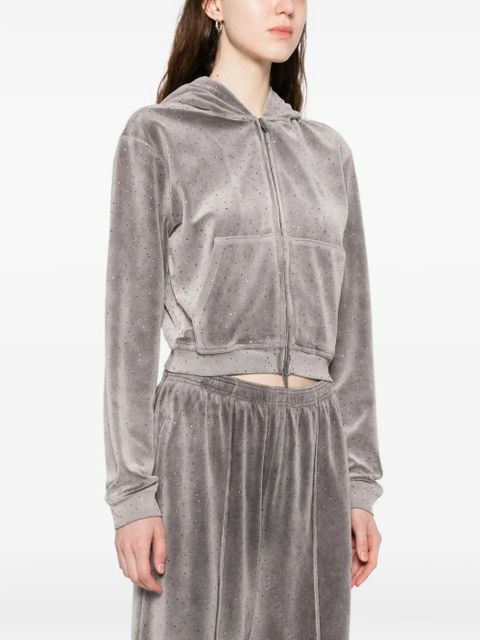 Alexander Wang crystal-embellished zipped hoodie - Grey - zdjęcie produktu nr 2