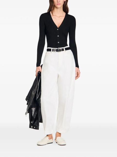 SANDRO ribbed button cardigan - Black - zdjęcie produktu nr 2