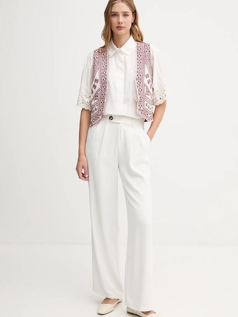 Hoss Intropia kamizelka z domieszką lnu damskie kolor czerwony dwurzędowa 5879143