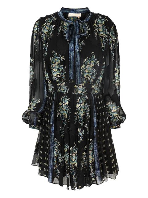 Ulla Johnson necktie long-sleeve paisley printed mini dress - Black - zdjęcie produktu nr 1