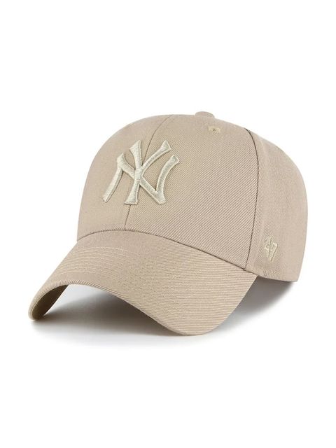 47 brand czapka z daszkiem z dodatkiem wełny MLB New York Yankees kolor beżowy B-MVPSP17WBP-KHQ