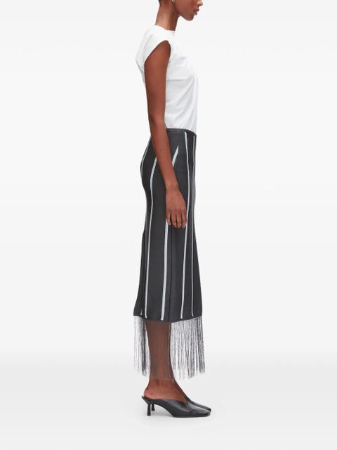 3.1 Phillip Lim striped fringed midi skirt - Black