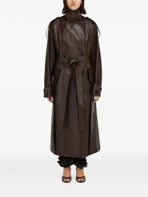 Ferragamo belted leather trench coat - Brown - zdjęcie produktu nr 2