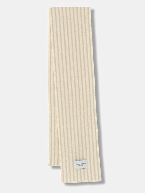 Marc O'Polo szalik z dodatkiem wełny kolor beżowy wzorzysty 5000007558 - zdjęcie produktu nr 1