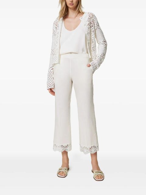 TWINSET cropped lace-trim trousers - White - zdjęcie produktu nr 2
