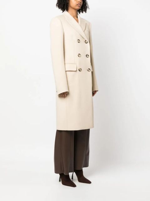 Sportmax long-sleeved virgin wool double-breasted coat - Neutrals