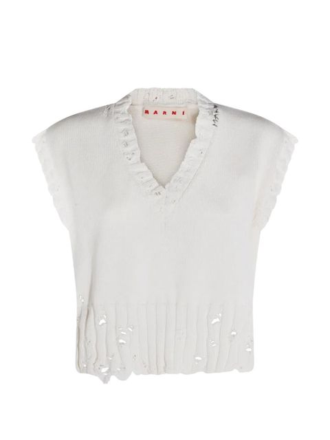 Marni V-neck distressed top - White - zdjęcie produktu nr 1