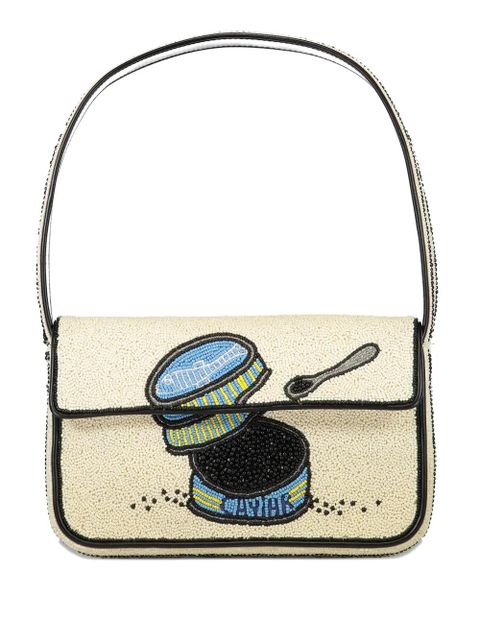 STAUD Tommy beaded graphic shoulder bag - Neutrals - zdjęcie produktu nr 1
