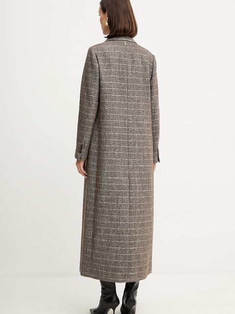 Twinset płaszcz z dodatkiem wełny kolor brązowy 252TT2041 - zdjęcie produktu nr 2