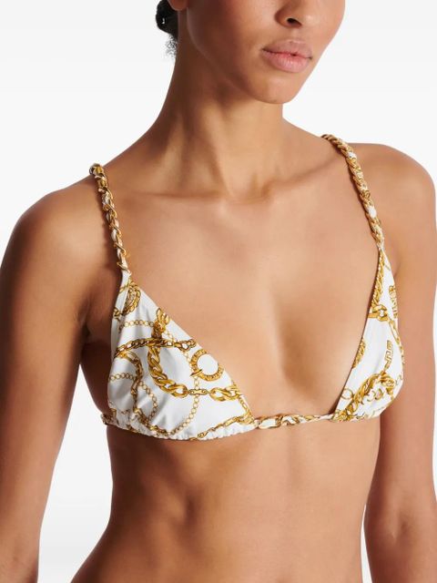Balmain chain-print triangle bikini - White - zdjęcie produktu nr 2