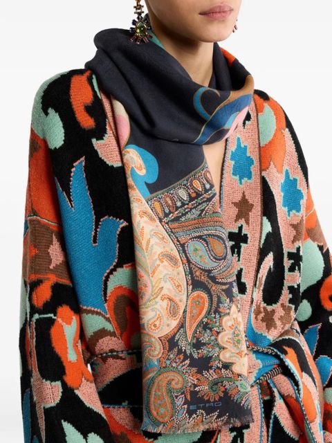 ETRO jacquard-paisley motif scarf - Blue