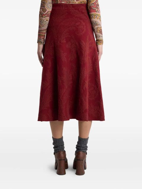 ETRO paisley-jacquard midi skirt - Red