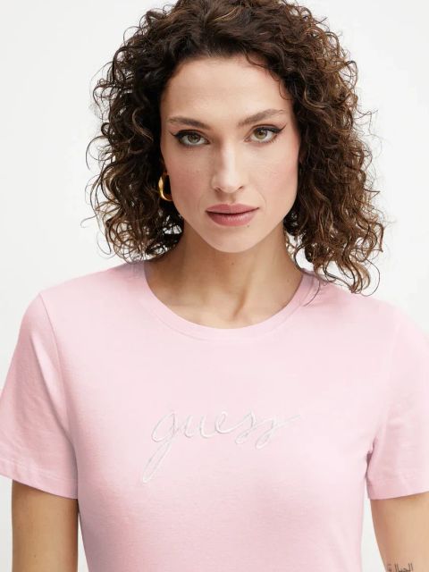 Guess t-shirt damski kolor różowy O5GI02 KBBU1