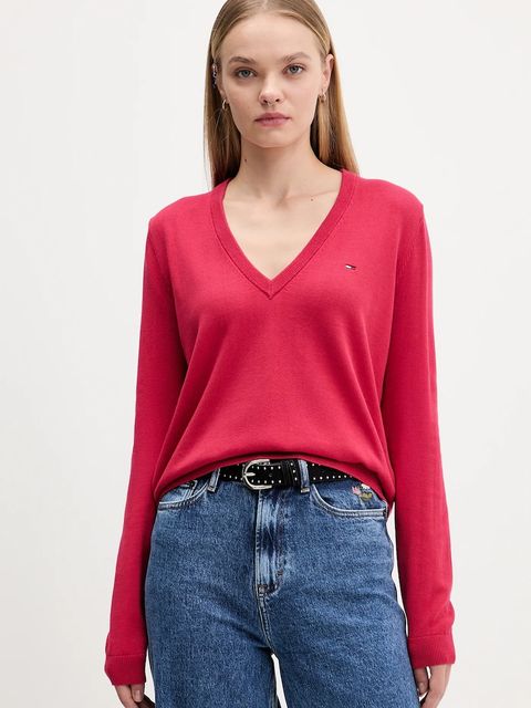 Tommy Jeans sweter bawełniany kolor różowy DW0DW19888 - zdjęcie produktu nr 1