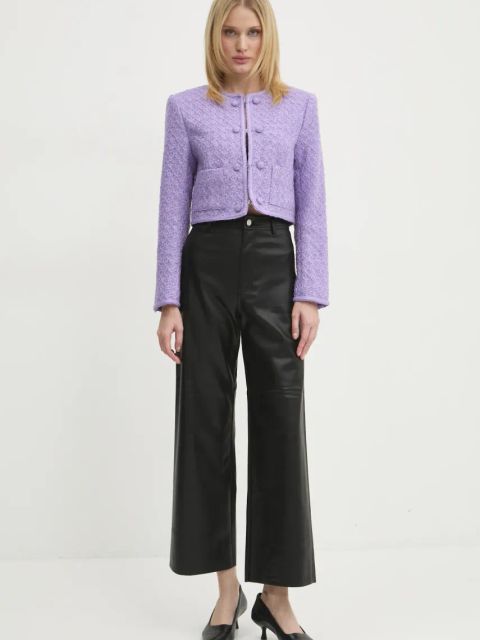 Rotate marynarka z domieszką wełny kolor fioletowy jednorzędowa gładka 113086364