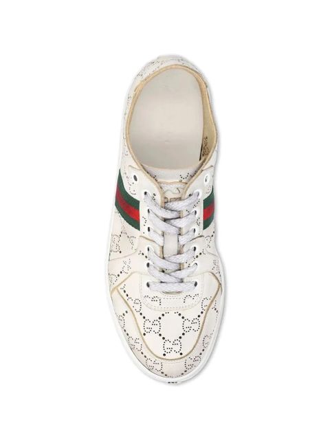 Gucci GG Web Stripe leather sneakers - Neutrals