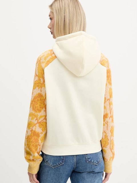 Desigual bluza MANI damska kolor beżowy z kapturem wzorzysta 25WWSK07 - zdjęcie produktu nr 2