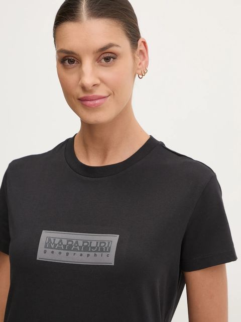 Napapijri t-shirt bawełniany S-Box damski kolor czarny NP0A4IP10411