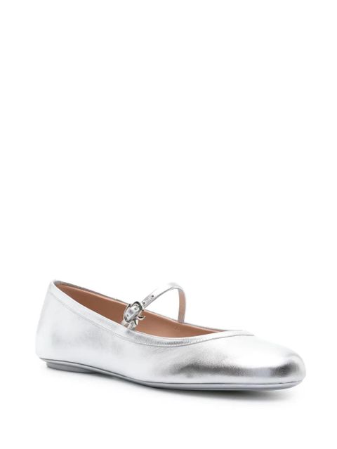 Gianvito Rossi Carla leather ballerina flats - Silver - zdjęcie produktu nr 2