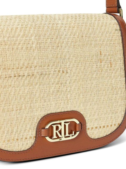 Lauren Ralph Lauren woven leather-trim shoulder bag - Brown