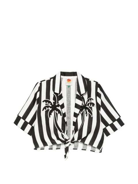 FARM Rio striped palm tree shirt - Black - zdjęcie produktu nr 1