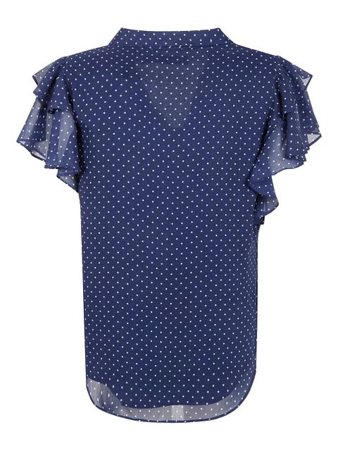 Lauren Ralph Lauren Georgette polka dot ruffled blouse - Blue
