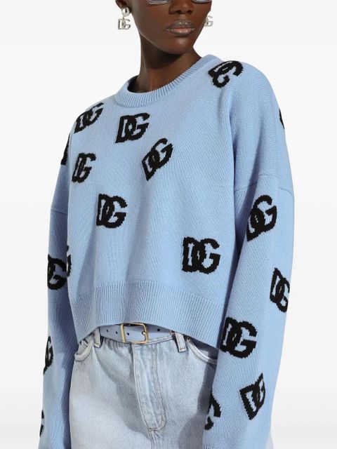 Dolce & Gabbana DNA logo embroidered sweater - Blue