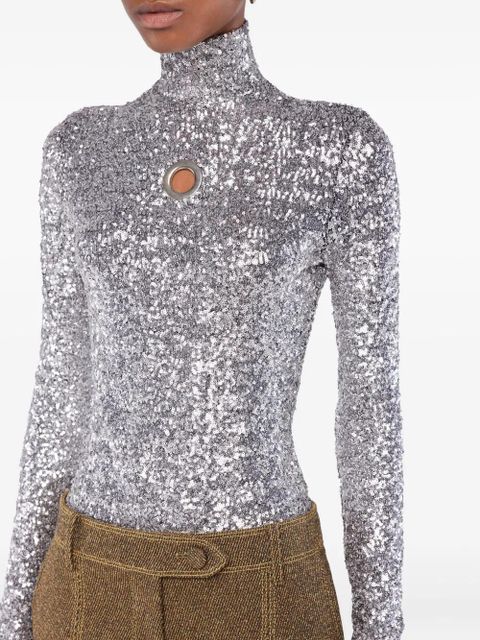 Rabanne cut-out long-sleeved top - Silver