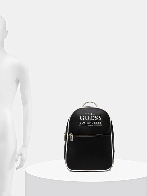 Guess plecak FANCY damski kolor czarny mały z nadrukiem V5YZ05 WHDX0