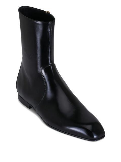 KHAITE Colt ankle zip leather boots - Black