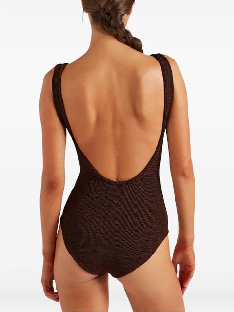 Hunza G square-neck coverage swimsuit - Brown