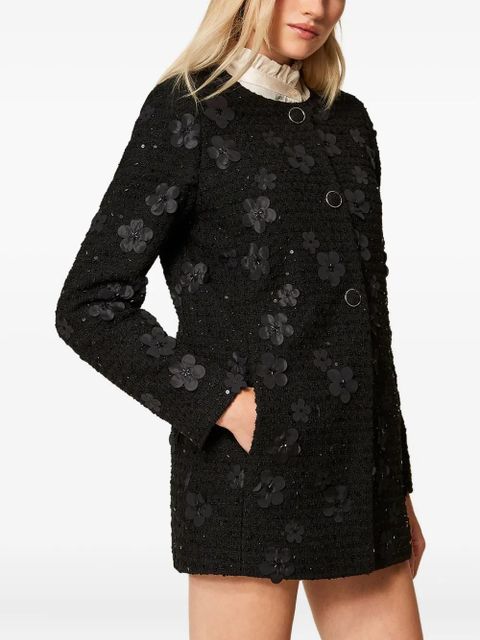 TWINSET flower-sequin embellished coat - Black
