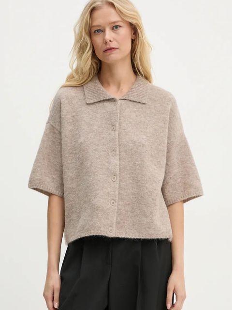 Gestuz kardigan wełniany kolor beżowy 10909000