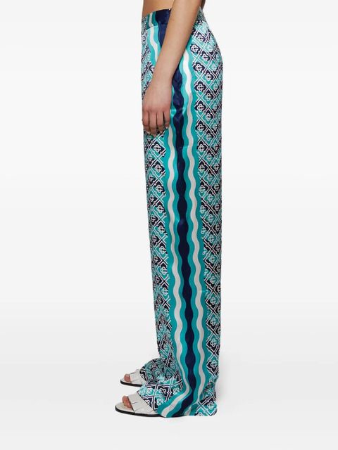 Casablanca silk-satin trousers - Blue
